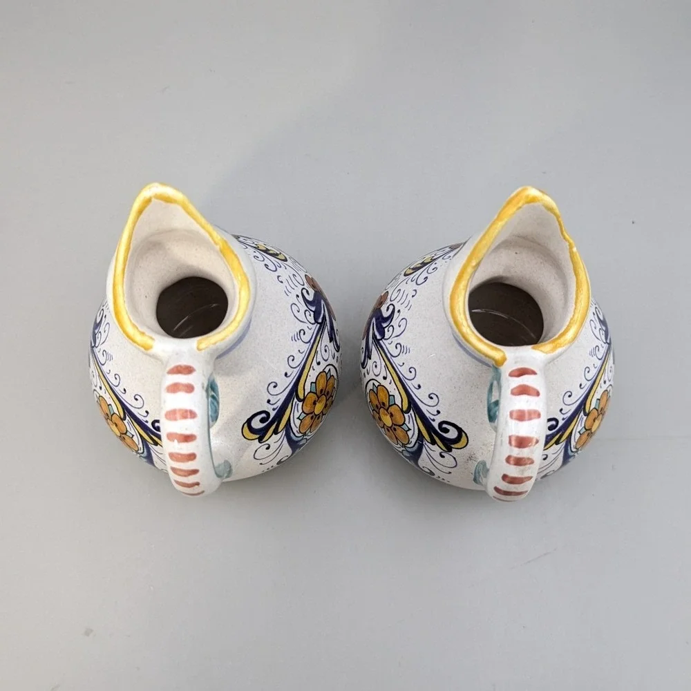 Vintage Ceramiche Deruta Italy Raffaellesco Oil Vinegar Cruet Set Hand Painted